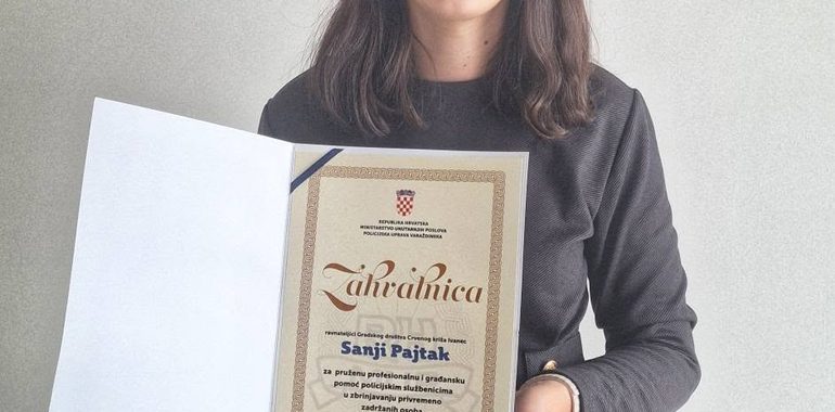 Ravnateljica primila Zahvalnicu za profesionalnu i građansku pomoć
